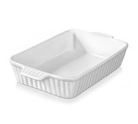MALACASA Bandejas Horno Juego Porcelana Molde Molde Pan Molde Bandeja Para Hornear Molde para Horno Forma Plato Plato Hondo, Blanco, Serie Bake.Bake
