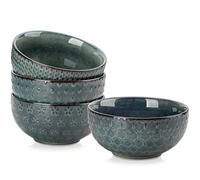 MALACASA Cuencos Ceramica 780ML, Set de 4 Tazones Desayuno Grandes para Sopa, Aperitivos, Cereales, Ensalada, apto para Microondas & Lavavajillas - Serie LYDIA, Verde