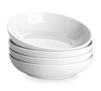 MALACASA Cuencos de Pasta de 8.75", 4 Piezas 1260ML Tazón de Porcelana para Ensalada, Sopa y Frutas - Tazón de Fuente Grande de Cerámica Blanca