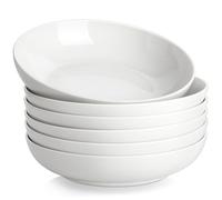 MALACASA Cuencos de Pasta de 8.75", 6 Piezas 1250ML Tazón de Porcelana para Ensalada de Pasta, Tazón de Fuente Grande de Cerámica Blanca para Ensalada, Sopa, Pasta y Frutas