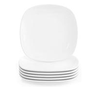 MALACASA ELISA Platos de Postre de Porcelana 19 cm 6 Piezas Blanco