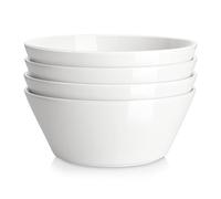 MALACASA Ensaladera de 1.8 L, Juego de 4 Cuencos de Porcelana para Ensalada, Fruta, Sopa, Ramen y Cereales, Juego de Cuencos Grandes en Blanco, Serie Regular