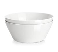 MALACASA Ensaladera de 3.1 L, Juego de 2 Cuencos Grandes de Porcelana para Frutas, Cuencos de Servicio para Ensalada, Fruta, Sopa, Ramen y Cereales, Blanco, Serie Regular
