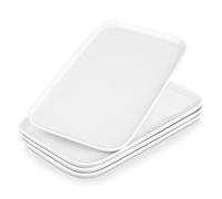 MALACASA Juego de 4 platos de servir grandes de porcelana para entretenimiento, platos rectangulares blancos de 12 pulgadas para fiestas, bodas, postres, ocasiones de lavavajillas, microondas