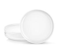 MALACASA Juego de 6 Platos Llanos Redondos de 10.5" - Porcelana Para Ensalada, Postre y Servir - Grandes Para Cocina, Blancos y Aptos Para Lavavajillas