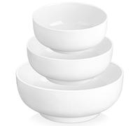 MALACASA Juego de Cuencos de Porcelana, 3 Piezas (3.4 L, 1.8 L, 0.8 L) Cuencos de Servicio para Cereales, Sopa, Ensalada, Fruta y Ramen, Serie Regular