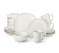 MALACASA Juego de Vajilla para 4 Personas, Vajillas Completas Modernas 16 Piezas, Set de Vajilla Gres para Lavavajillas y Microondas - Serie LYDIA