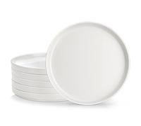 MALACASA Latos Ostre 6 Personas, ∅ 21 cm Plato Equeño de Porcelana Blanca, Latos llanos para Pastel, Apto para Microondas y Lavavajillas, Serie LEAH