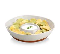 MALACASA Plato de Cerámica para Aperitivos, Bandeja para Patatas Fritas y Salsas, Bandeja de Aperitivos de 30,5 cm con Compartimentos para Patatas Fritas y Salsa, Verduras y Salsas, Fruta, Gris Claro