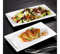 MALACASA-platos de cena de porcelana Carina, vajilla de color blanco marfil, platos para aperitivos y frutas con plato Rectangular de 11 "y 13,25", 2 piezas