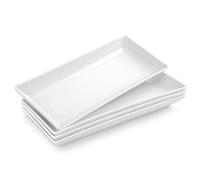 MALACASA Platos de Servir de Porcelana de 36 x 15,3 x 3,6 cm, Juego de 4 Unidades, Platos de Servir rectangulares Grandes para bufé, Sushi, Tartas, Aperitivos en casa, Fiestas o en el Restaurante