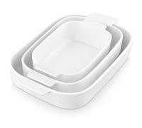 MALACASA serie Bake.Bake Juego de Fuente 3 piezas Moldes Rectangulares de Porcelana para Horno Bandejas para Hornear