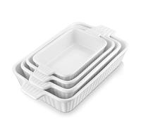 MALACASA serie Bake.Beka, Set de 4 Fuentes para Horno, Molde de Horno para Platos ideales para Lasañas, Pasteles, Tapas, Porcelana