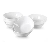 MALACASA, Serie Esmer - Juego de 12 cuencos de porcelana (cristal opal de 7,5 pulgadas, 17 x 17 x 5,5 cm, 620 ml, para 12 personas), color blanco