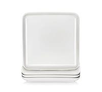 MALACASA Serie IVY, Juego de 8 Platos Llanos Cuadrados de Porcelana Blanca 25,5 x 25,5 x 2,5 cm, Modernos y Versátiles para Platos Principales, Ensaladas y Pastas en Comidas Diarias o Reuniones