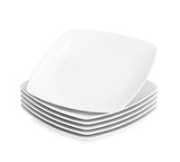 MALACASA, Serie JULIA, 6 Piezas 23,4 cm Platos Llanos de Porcelana Platos de Cena para 6 Personas, Blanco