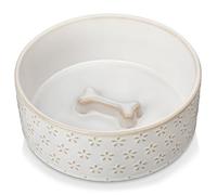 MALACASA Serie Lydia, Comedero Perro Antivoracidad de Gres 450ml, Comedero Alimentación Lenta - Promueve Alimentación Saludable y Digestión Lenta, para Mascotas Pequeños y Medianos y Grandes