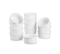 MALACASA, Serie Ramekin.Dish, juego de 12 piezas, molde para pastel MINI molde para pastel, molde para hornear 11 cm Ø 310 ml molleja para pastelito de porcelana