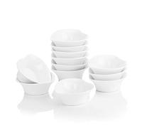 MALACASA, serie Ramekin.Dish, Tazón de Fuente de Porcelana 12 piezas Mini Cuencos de Aperitivo Postre 10x10x3,9cm Model para Tarta/Galletas