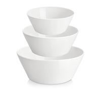 MALACASA Serie REG Juego de cuencos para servir, ensaladera, cuenco grande, cuencos de sopa de diámetro ancho, juego de cuencos de porcelana, color blanco, 3 unidades