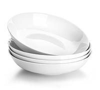 MALACASA Serie Regular, 1100ml Platos de pasta de porcelana, platos hondos,servicio de cuencos para ensalada 4 piezas, blanco