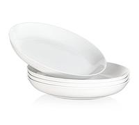 MALACASA Serie Regular, 1300 ml Platos de Pasta de Porcelana, Platos hondos,Servicio de Cuencos para Ensalada 4 Piezas, Blanco
