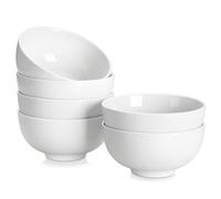 MALACASA Serie REGULAR, 6 Tazones para Cereales de Porcelana Blanca de 780 ml, Tazones Redondos para Desayuno (15,2 cm), Ideales para Sopas, Ensaladas y Arroz