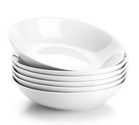 MALACASA Serie REGULAR, 900ml Platos de Pasta de Porcelana, 4 Piezas Platos Hondos,Servicio de Cuencos para Ensalada, para Ensalada, Sopa, Pasta y Frutas, Blanco