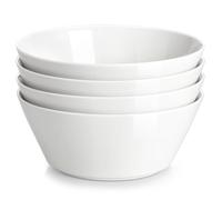 MALACASA Serie REGULAR, Juego de 4 Cuencos de Porcelana 1050 ml | 7,5 x 7,4 cm | Tazones de Desayuno para Frutas, Ensaladas, Sopas y Cereales | Apto para Lavavajillas y Microondas | Blanco