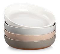 MALACASA Serie TARA, Juego de 4 Platos Hondos de Gres, Cuencos para Pasta 23,5 x 4,9 cm, Bol ensalada Grande, Cuatro Colores