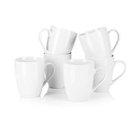 MALACASA, Series Elisa, 6 tazas de café de porcelana blanca marfil de 340 ml