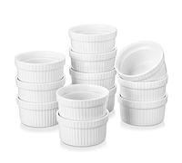 MALACASA, Series Ramekin dish, 12 Piezas 55ML Mini Cuencos y Platos de Postre/Snack/Salsa Crema de Cerámica Modelo para Hornear