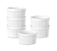 MALACASA, Series Ramekin dish, 6 Piezas 140ML Mini Cuencos y Platos de Postre/Snack/Salsa Crema de Cerámica Modelo para Hornear