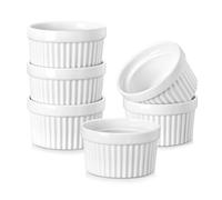 MALACASA, Series Ramekin dish, 6 Piezas 200ML Mini Cuencos y Platos de Postre/Snack/Salsa Crema de Cerámica Modelo para Hornear