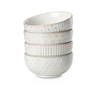 MALACASA Set de 4 Cuencos Ceramica, Ø 16cm Bol Desayuno para Sopa, Aperitivos, Cereales, Ensalada, apto para Microondas & Lavavajillas - Serie LYDIA