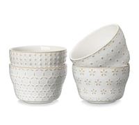 MALACASA Set de 4 Bol Ensalada, 300ML Boles Cocina para Sopa, Aperitivos, Cereales, Palomitas, apto para Microondas & Lavavajillas - Serie LYDIA