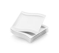 MALACASA Vajilla Completa 12 Personas, 36 Piezas Juego de Platos Vajilla, Vajilla de Porcelana Blanca con 12 Platos Llanos, Platos Postre, Platos Hondos Sopa, Serie LEAH