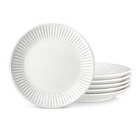 MALACASA Vajilla Completa 6 Personas, 24 Piezas Juego de Platos Vajilla Blanca con Borde Negro, Vajilla de Porcelana con 6 Platos Llanos, Platos Postre, Platos Hondos, Platos Hondos Sopa, Serie LEAH