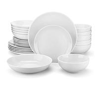MALACASA Vajillas Completas 6 Personas, 24 Piezas Juego de Porcelana Gourmet Modernas Con platos llanos, Cuencos - Serie AMELIA