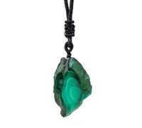 Malachite Pendant Chain - Natural Stone Locket, Polished Mineral Charm