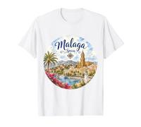 Málaga España Ciudad más Antigua Europa Costa del Sol Camiseta gráfica económica, Hombre, Blanco, S