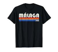 Málaga Spain Retro 70s 80s Style Camiseta gráfica económica, Hombre, Negro, L