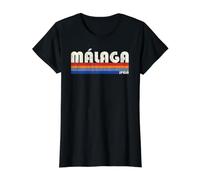 Málaga Spain Retro 70s 80s Style Camiseta gráfica económica, Mujer, Negro, M