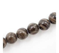 Malahill semiprecious Stone Beads for Jewelry Making, Sold per Bag 5 Strands Inside, Grey Sandalwood Fossil 10mm