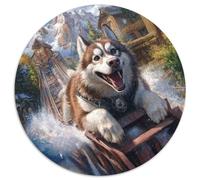 Malamute Alaskain Puzzle 1000 piezas Casa de Madera de Montaña Nevada Animales Rompecabezas Interesantes Arte Decoración Moderna para Toda la Familia 1000pcs (67.5x67.5cm)