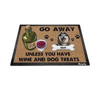 Malamute De Alaska: ¡Vete A Menos Que Tengas Vino Y Golosinas! Felpudo De Entrada Suave Felpudo De Bienvenida Fácil De Limpiar Alfombra Puerta para Cuarto Trasera Delantera Jardín 40X60 Cm