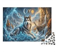 Malamute de AlaskaRompecabezas Clásico 1000 Piezas Cartón Reciclado Cristales tallados en Hielo Relajación Mental, Tiempo Libre, Regalo De Cumpleaños para Parejas Y Familia 38x26cm/1000pcs