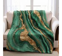 Malaquita Manta Esponjosa Textura de mármol Dorado de Microfibra 130 x 150 cm Suavidad Premium con Estampado 3D Que Realza tu Hogar