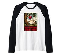 Malas Decisiones: Humor Tentación Retro del Edén Camiseta Manga Raglan