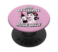 Malas decisiones tomadas a diario | Divertido vino retro PopSockets PopGrip Adhesivo